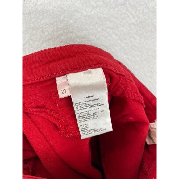 L’Agence Margot High Rise Ankle Skinny Jeans Women’s Size 27 Red Stretch Denim - Picture 7 of 8